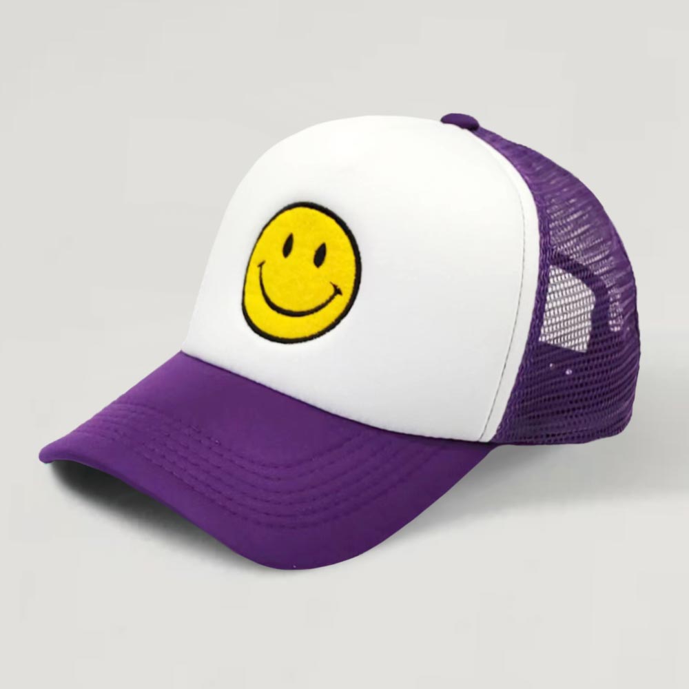 HATEGORY Smile Face Patch Mesh Back Baseball Trucker Cap