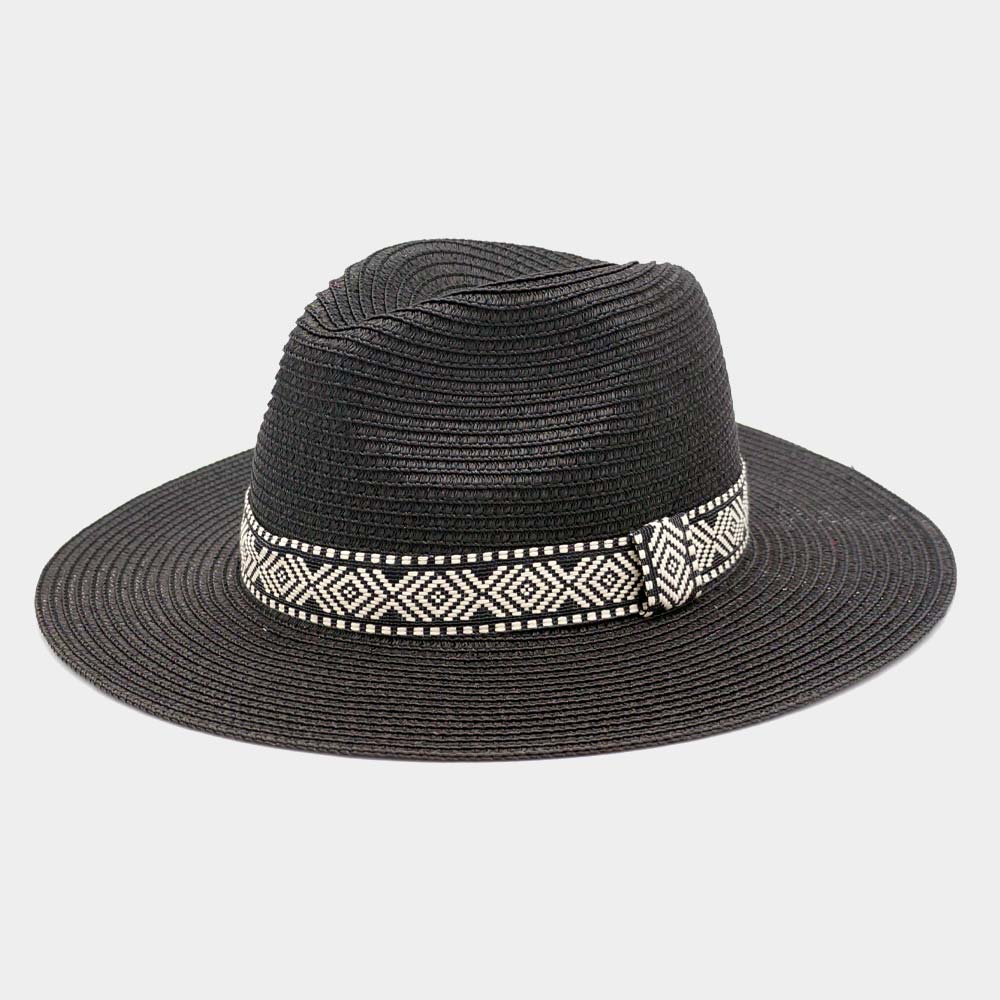 HATEGORY Tribal Band Straw Panama Sun Hat