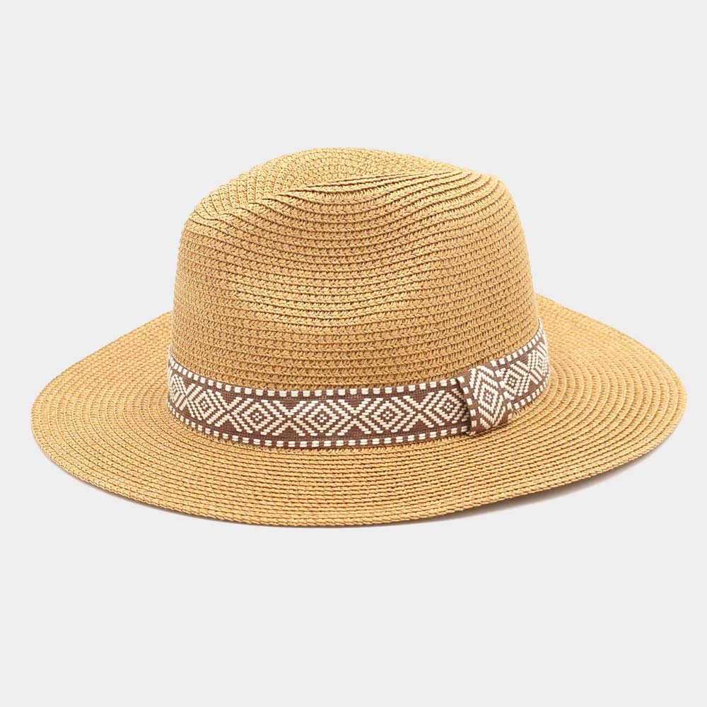 HATEGORY Tribal Band Straw Panama Sun Hat