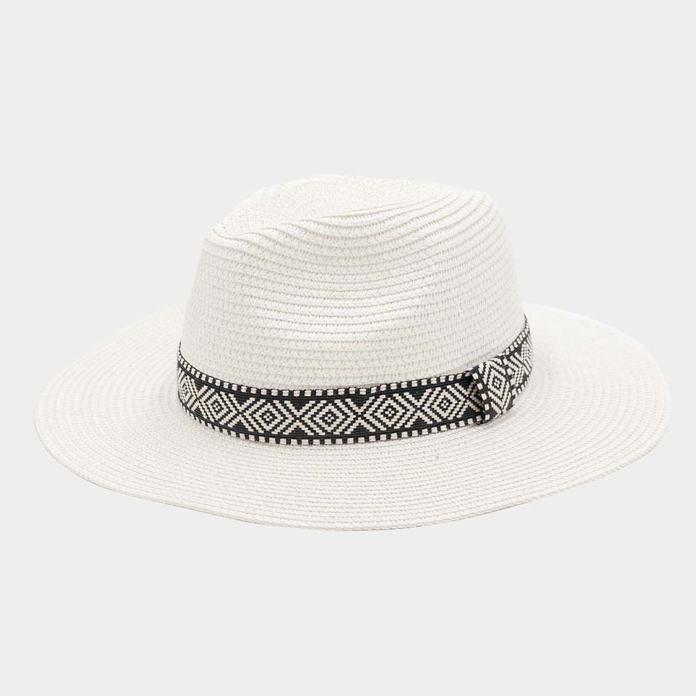 HATEGORY Tribal Band Straw Panama Sun Hat