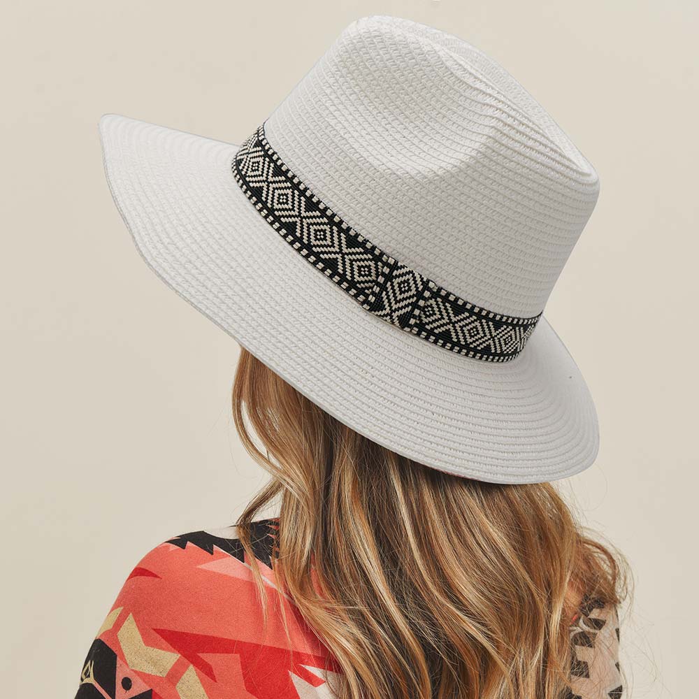 HATEGORY Tribal Band Straw Panama Sun Hat