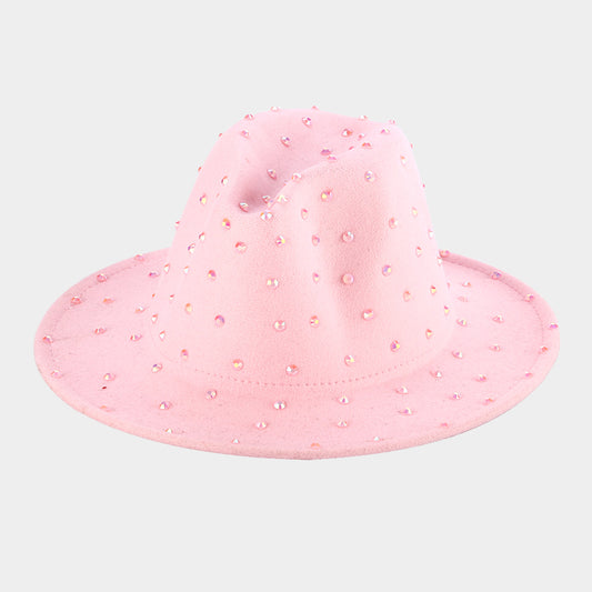 HATEGORY Bling Studded Solid Panama / Fedora Hat