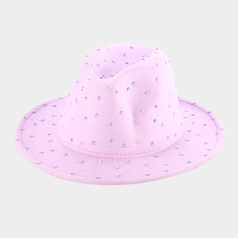 HATEGORY Bling Studded Solid Panama / Fedora Hat