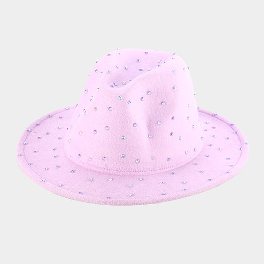 HATEGORY Bling Studded Solid Panama / Fedora Hat