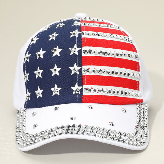 HATEGORY Bling Studded American USA Flag Baseball Cap