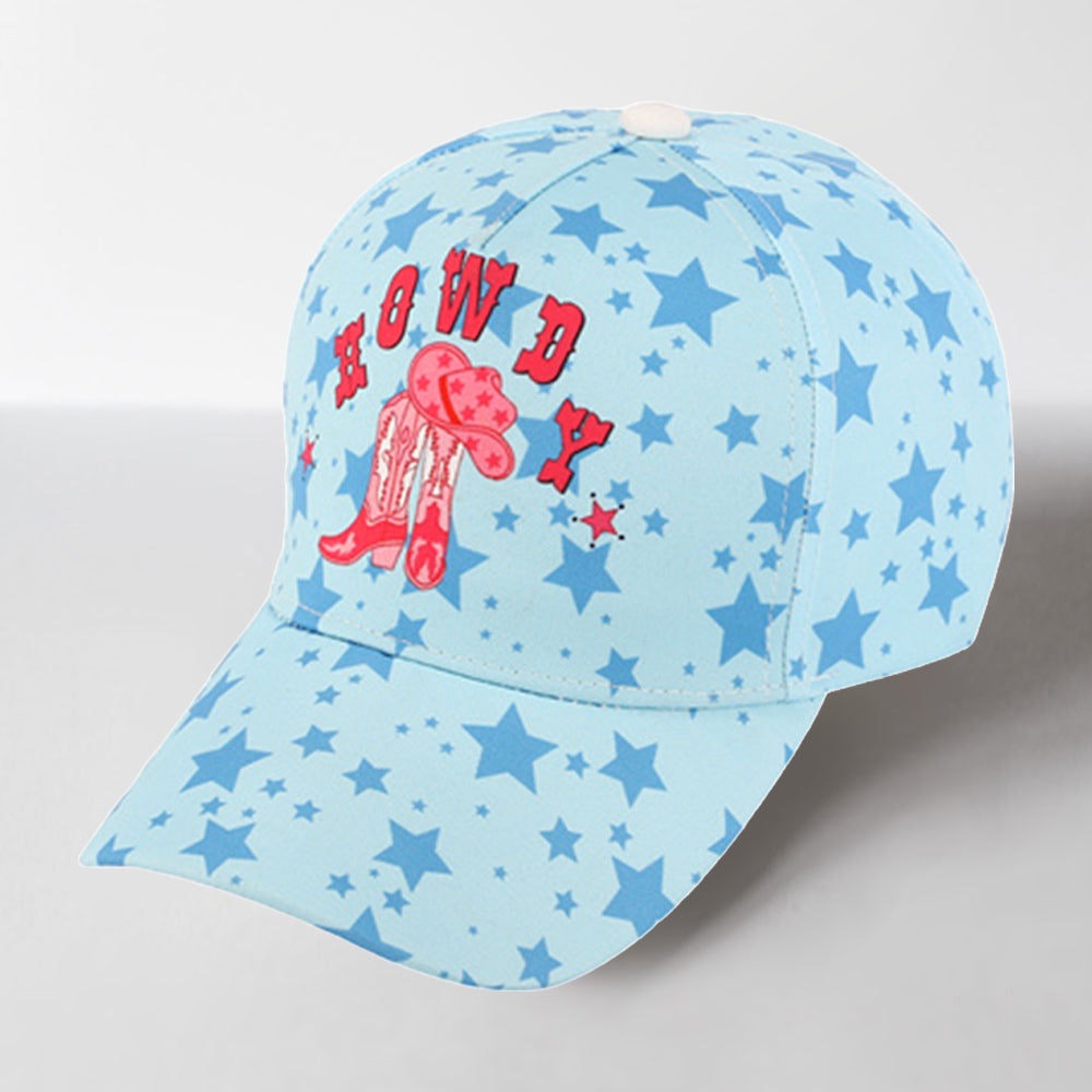 HATEGORY Howdy Cowboy Boots Pointed Star Pattern Printed Baseball Cap