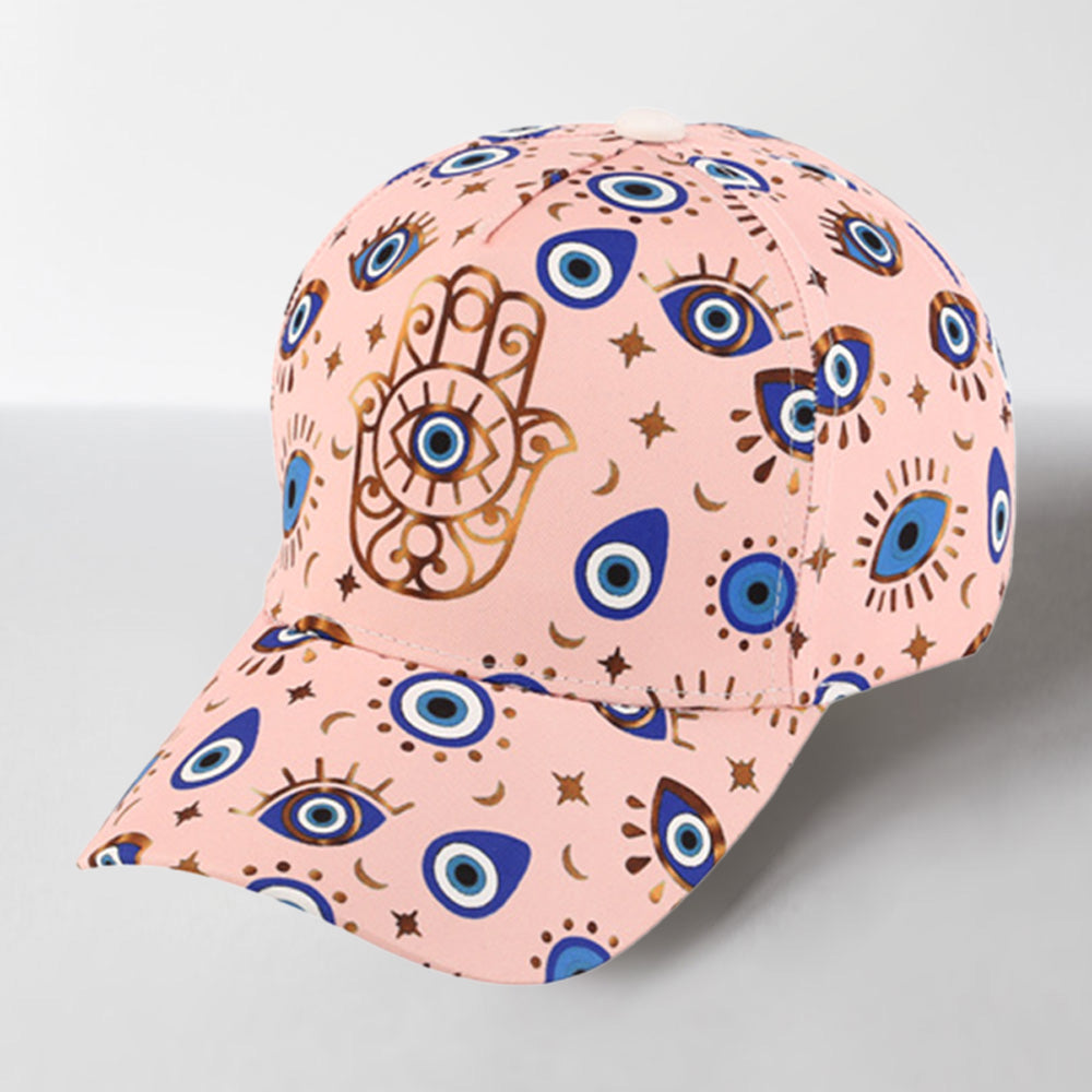 HATEGORY Hamsa Hand Pointed Evil Eye Pattern Printed Baseball Cap