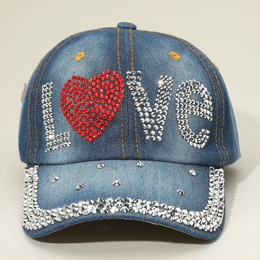 HATEGORY Bling Studded LOVE Message Glam Baseball Cap