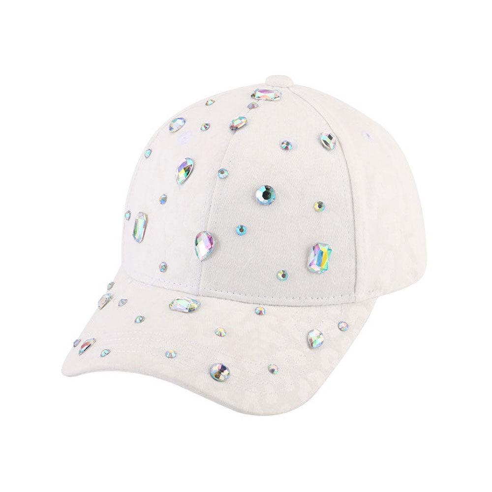 HATEGORY Heart Rectangle Round Stone Cluster Embellished Baseball Cap
