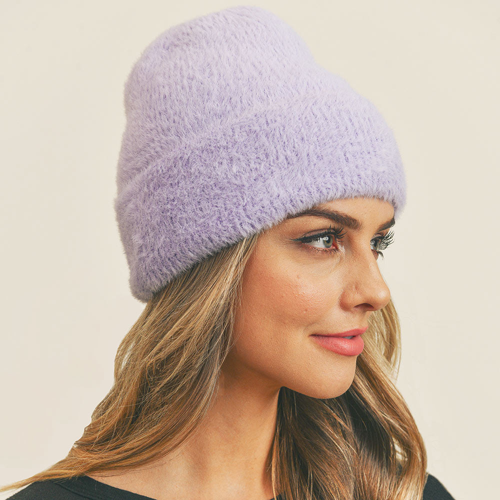HATEGORY Fuzzy Solid Beanie Hat