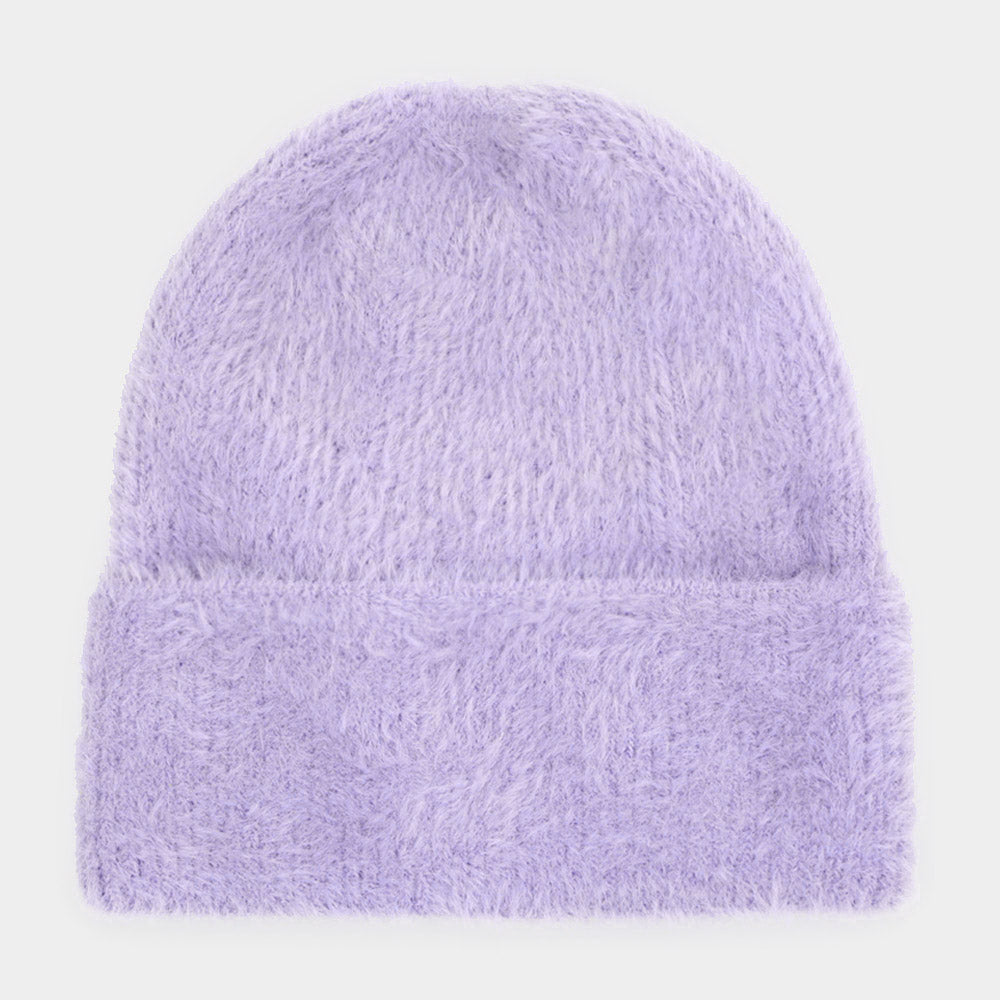 HATEGORY Fuzzy Solid Beanie Hat