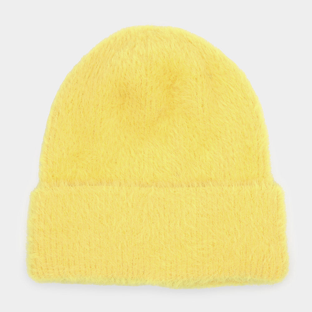 HATEGORY Fuzzy Solid Beanie Hat