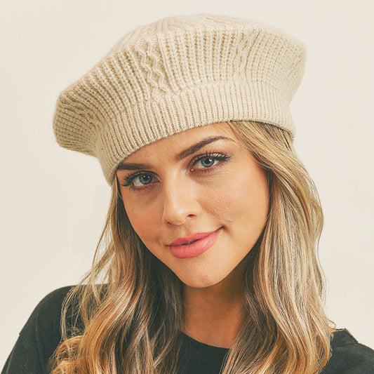 HATEGORY Solid Knit Beret Hat