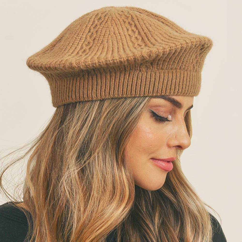 HATEGORY Solid Knit Beret Hat