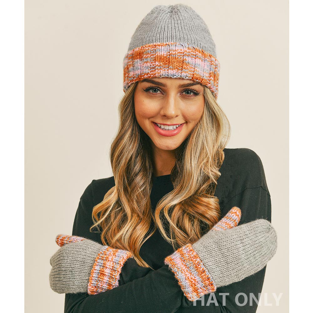 HATEGORY Multi Color Band Fleece Beanie