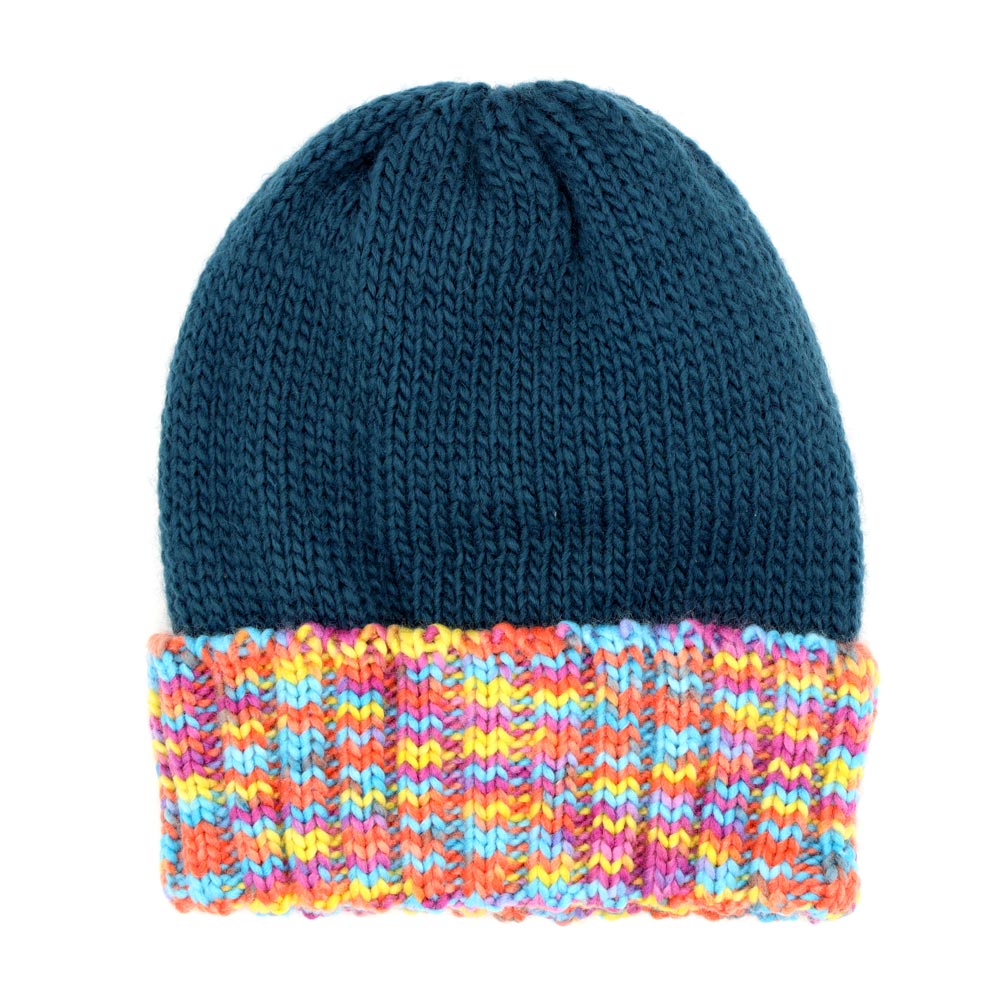 HATEGORY Multi Color Band Fleece Beanie
