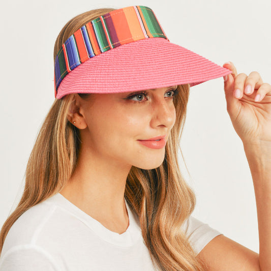 HATEGORY Serape Straw Visor Sun Hat