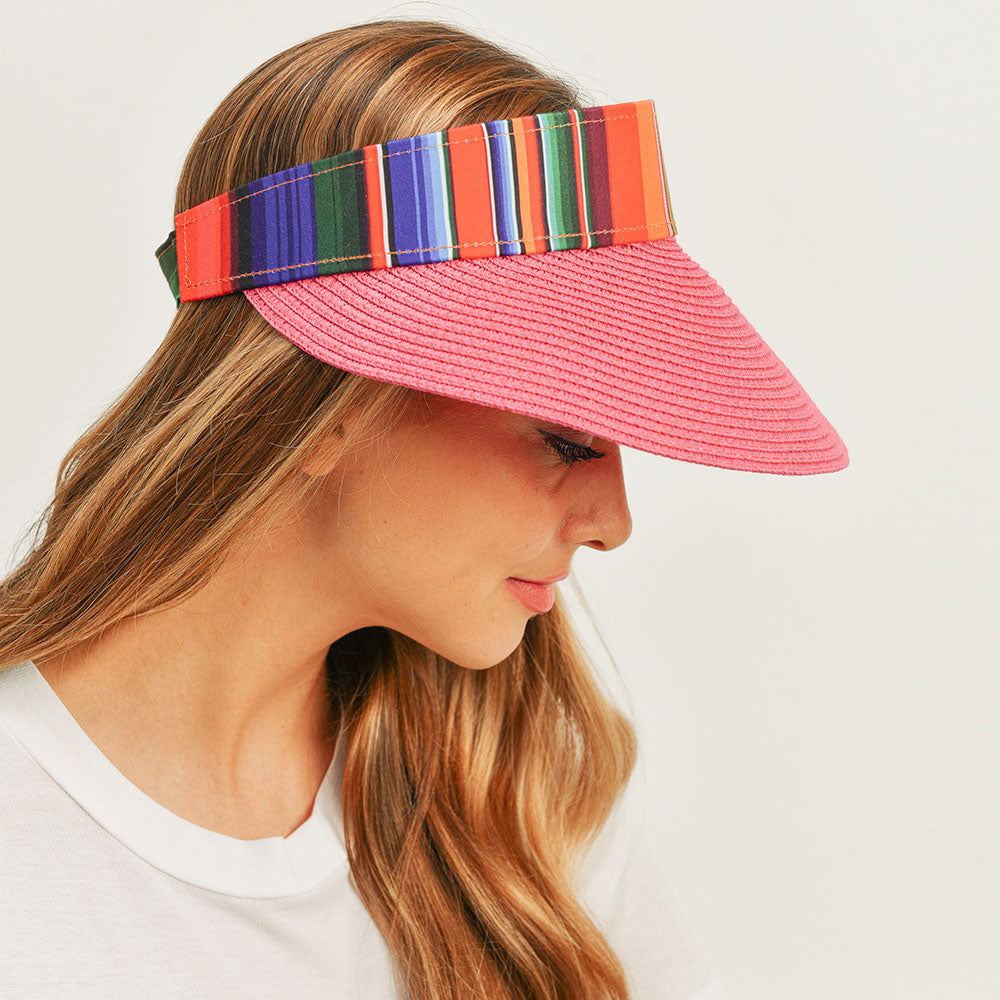 HATEGORY Serape Straw Visor Sun Hat
