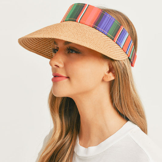HATEGORY Serape Straw Visor Sun Hat