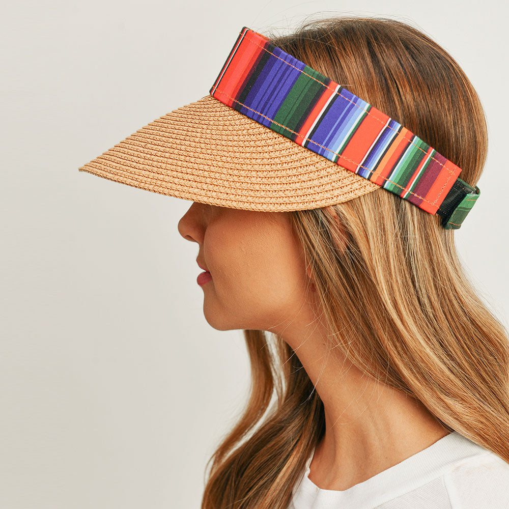 HATEGORY Serape Straw Visor Sun Hat