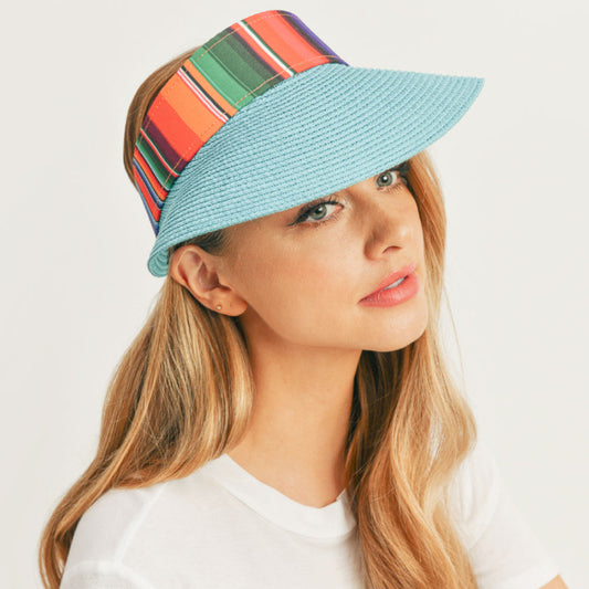 HATEGORY Serape Straw Visor Sun Hat