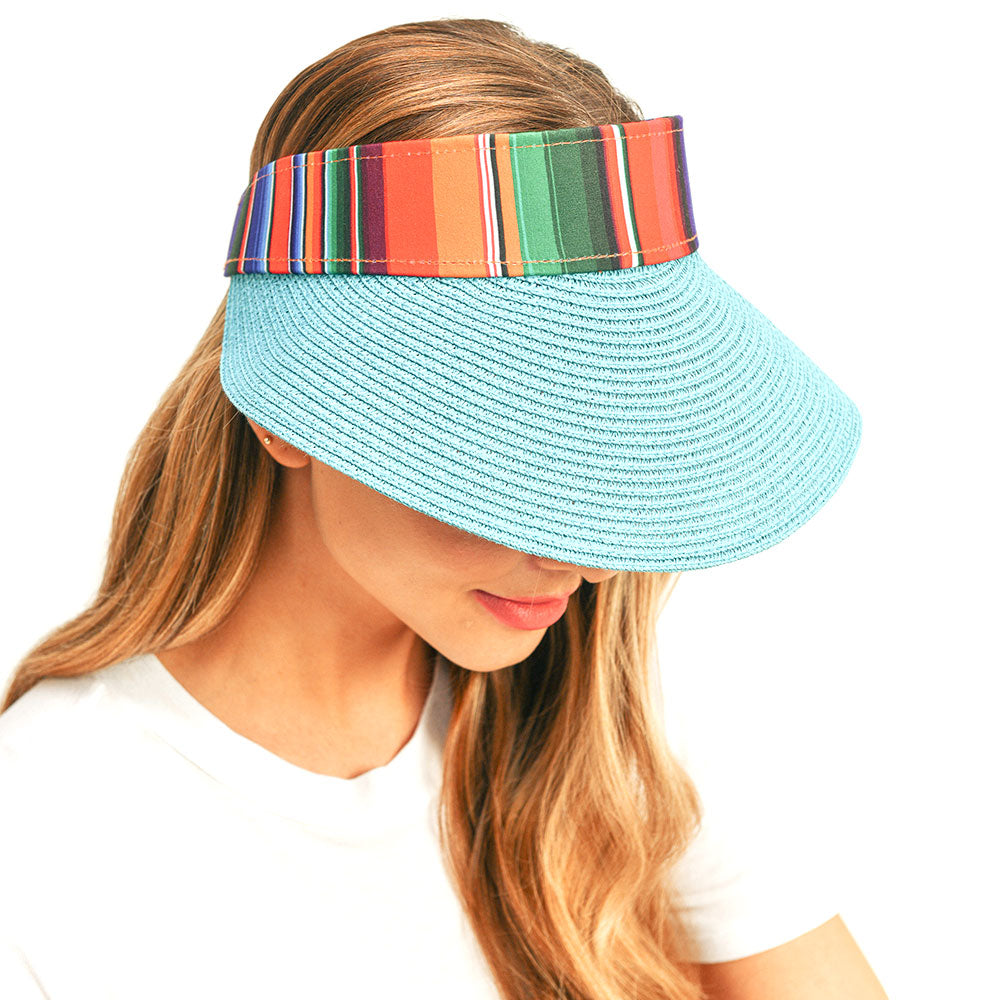 HATEGORY Serape Straw Visor Sun Hat