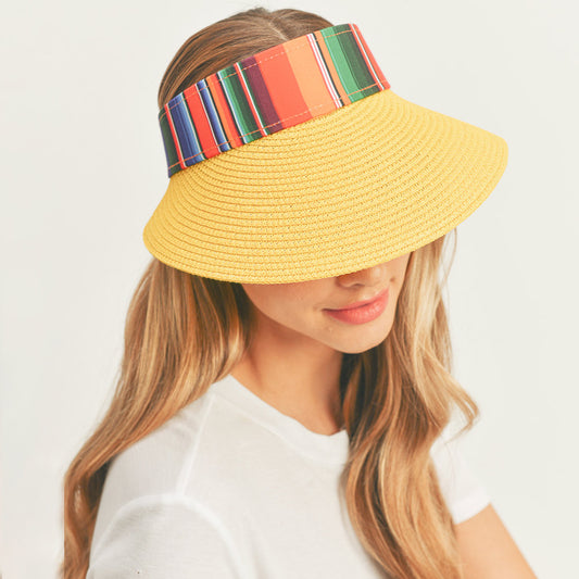 HATEGORY Serape Straw Visor Sun Hat