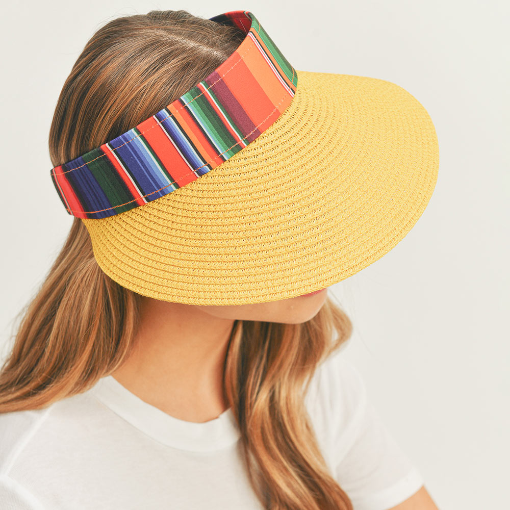 HATEGORY Serape Straw Visor Sun Hat
