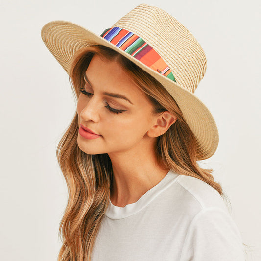 HATEGORY Serape Band Straw Panama Sun Hat