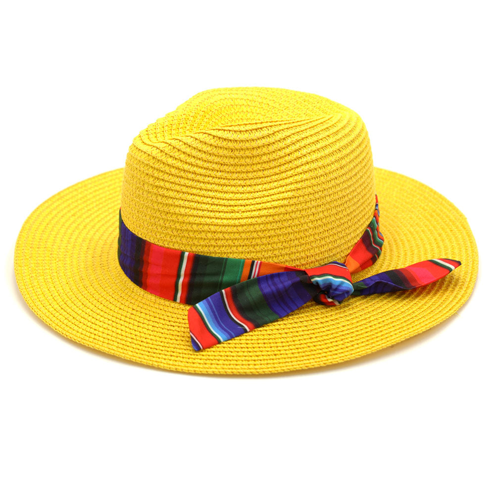 HATEGORY Serape Band Straw Panama Sun Hat