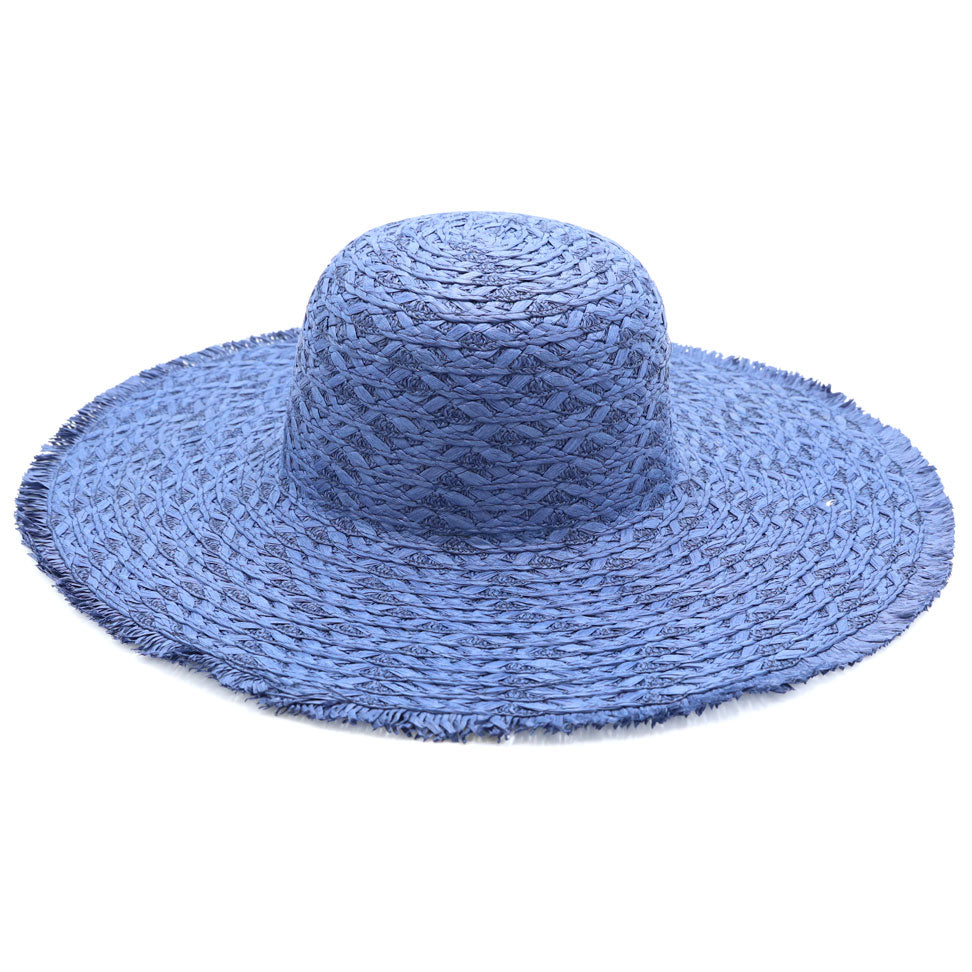 HATEGORY Trim Detailed Solid Straw Sun Hat