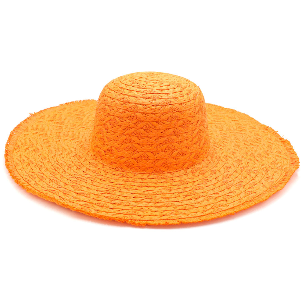 HATEGORY Trim Detailed Solid Straw Sun Hat
