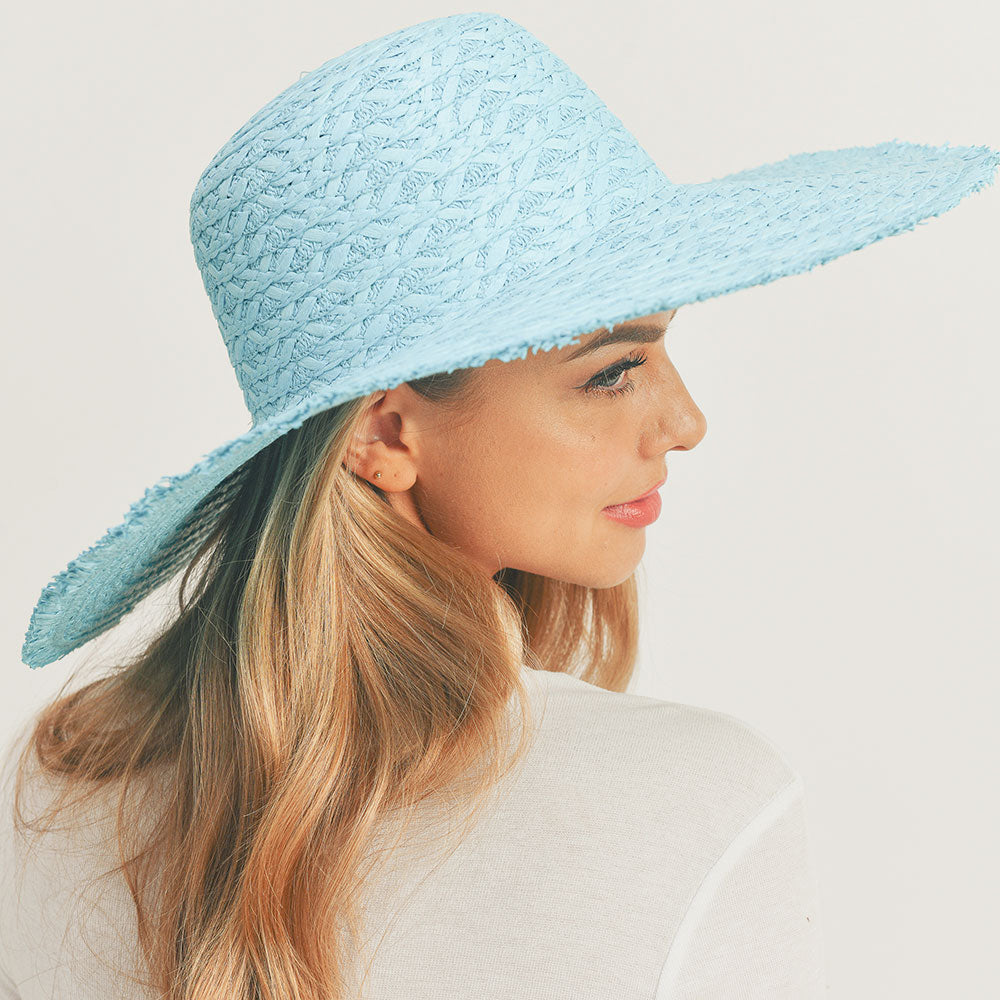 HATEGORY Trim Detailed Solid Straw Sun Hat