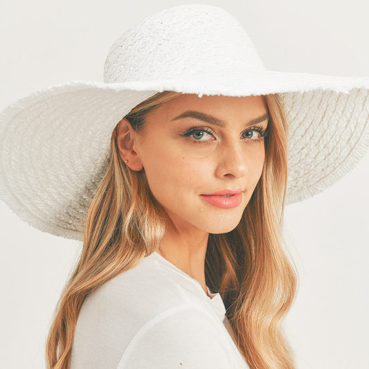 HATEGORY Trim Detailed Solid Straw Sun Hat