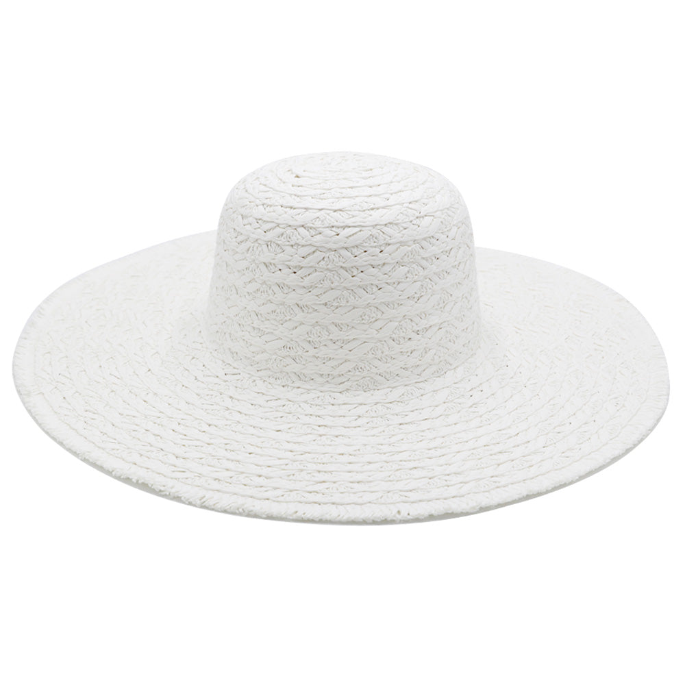 HATEGORY Trim Detailed Solid Straw Sun Hat