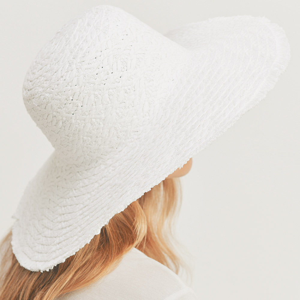 HATEGORY Trim Detailed Solid Straw Sun Hat