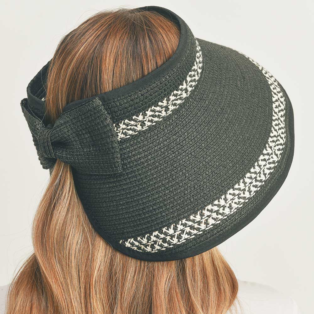 HATEGORY Braid Detailed Roll Up Foldable Visor Straw Sun Hat