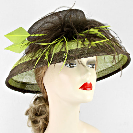HATEGORY Chic Feathered Sinamay Hat