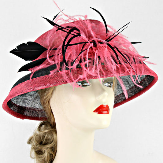 HATEGORY Chic Feathered Sinamay Hat