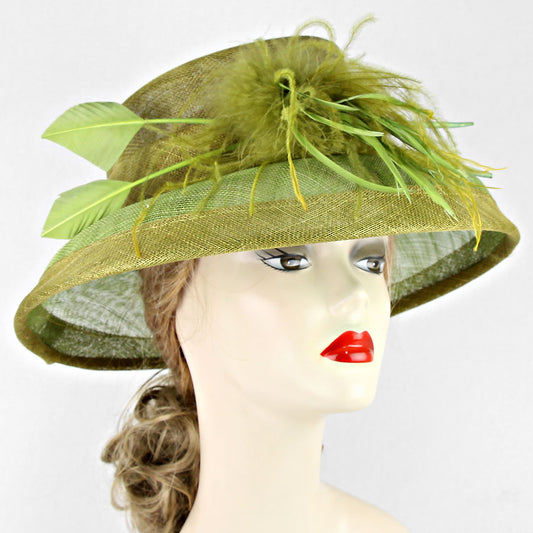 HATEGORY Chic Feathered Sinamay Hat