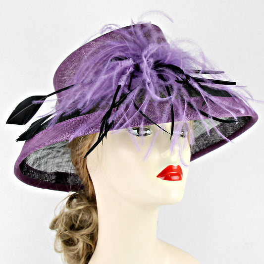 HATEGORY Chic Feathered Sinamay Hat
