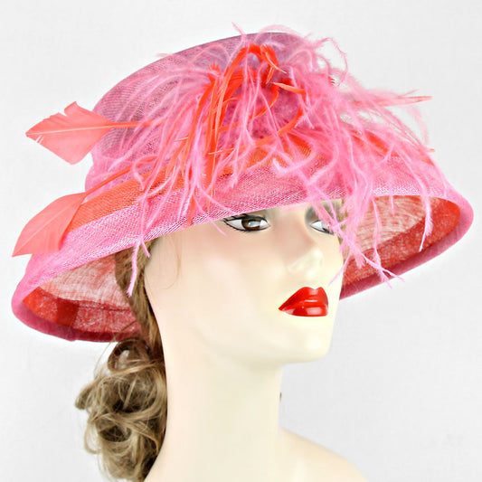 HATEGORY Chic Feathered Sinamay Hat