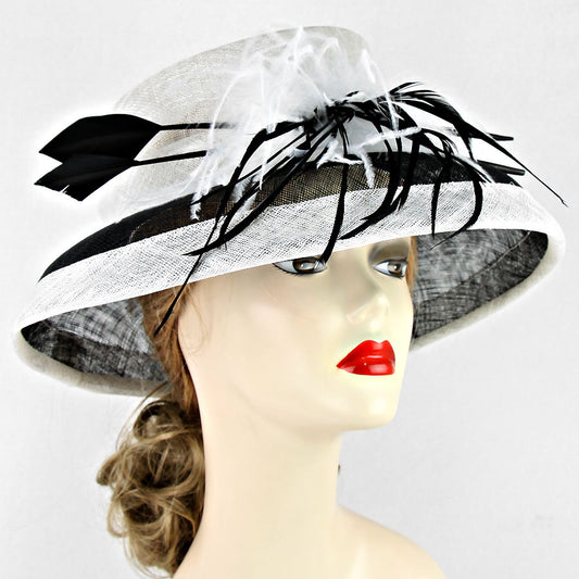 HATEGORY Chic Feathered Sinamay Hat