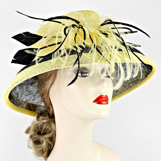 HATEGORY Chic Feathered Sinamay Hat