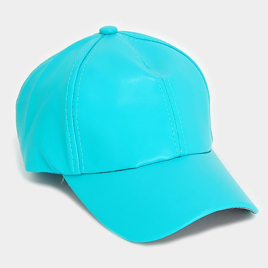 HATEGORY Solid faux leather baseball cap