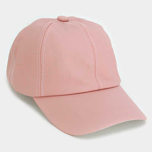 HATEGORY Solid faux leather baseball cap