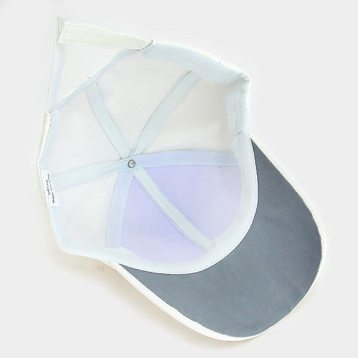 HATEGORY Solid faux leather baseball cap