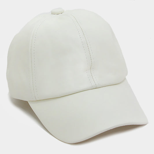 HATEGORY Solid faux leather baseball cap