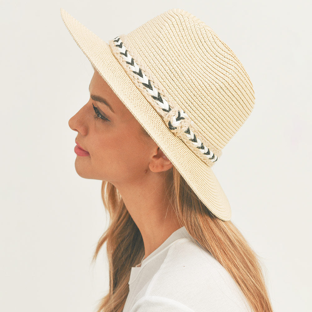 HATEGORY Braided Jute Band Straw Panama Sun Hat