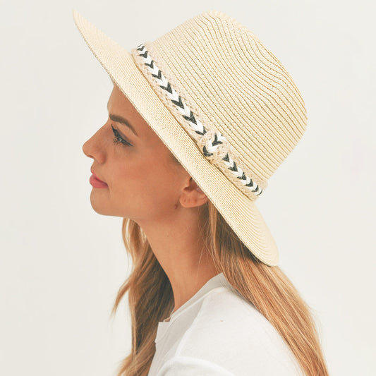 HATEGORY Braided Jute Band Straw Panama Sun Hat